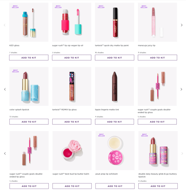 Tarte Custom Beauty Kit Lip Options June 2021