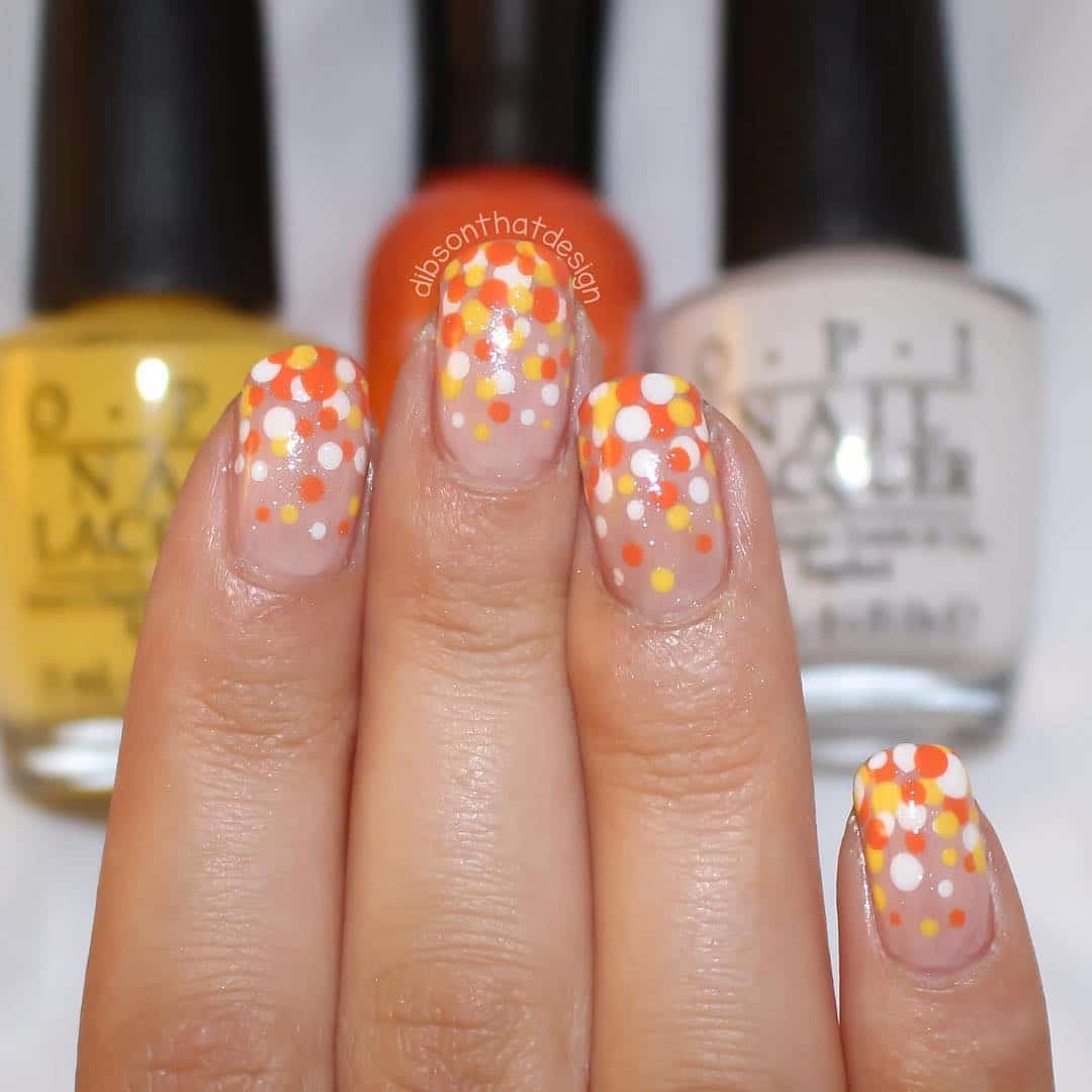 Candy Dots Halloween Nail Art Design Idea