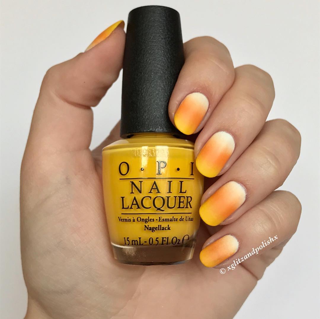 Soft Candy Corn Halloween Nail Art Design Idea