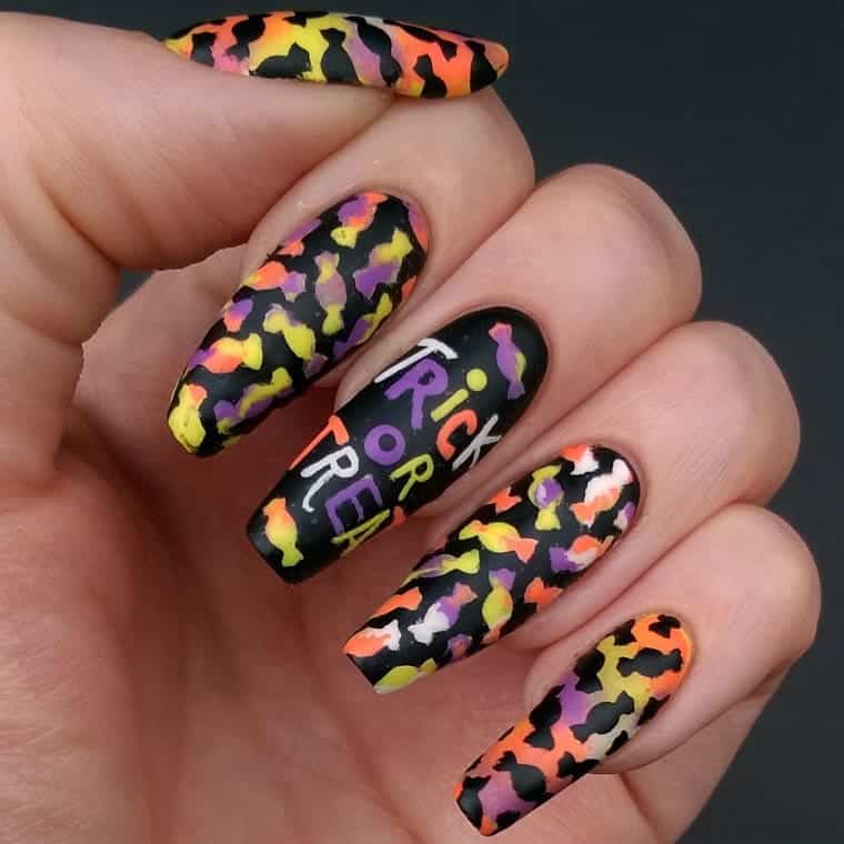 Trick or Treat Halloween Nail Art Design Idea