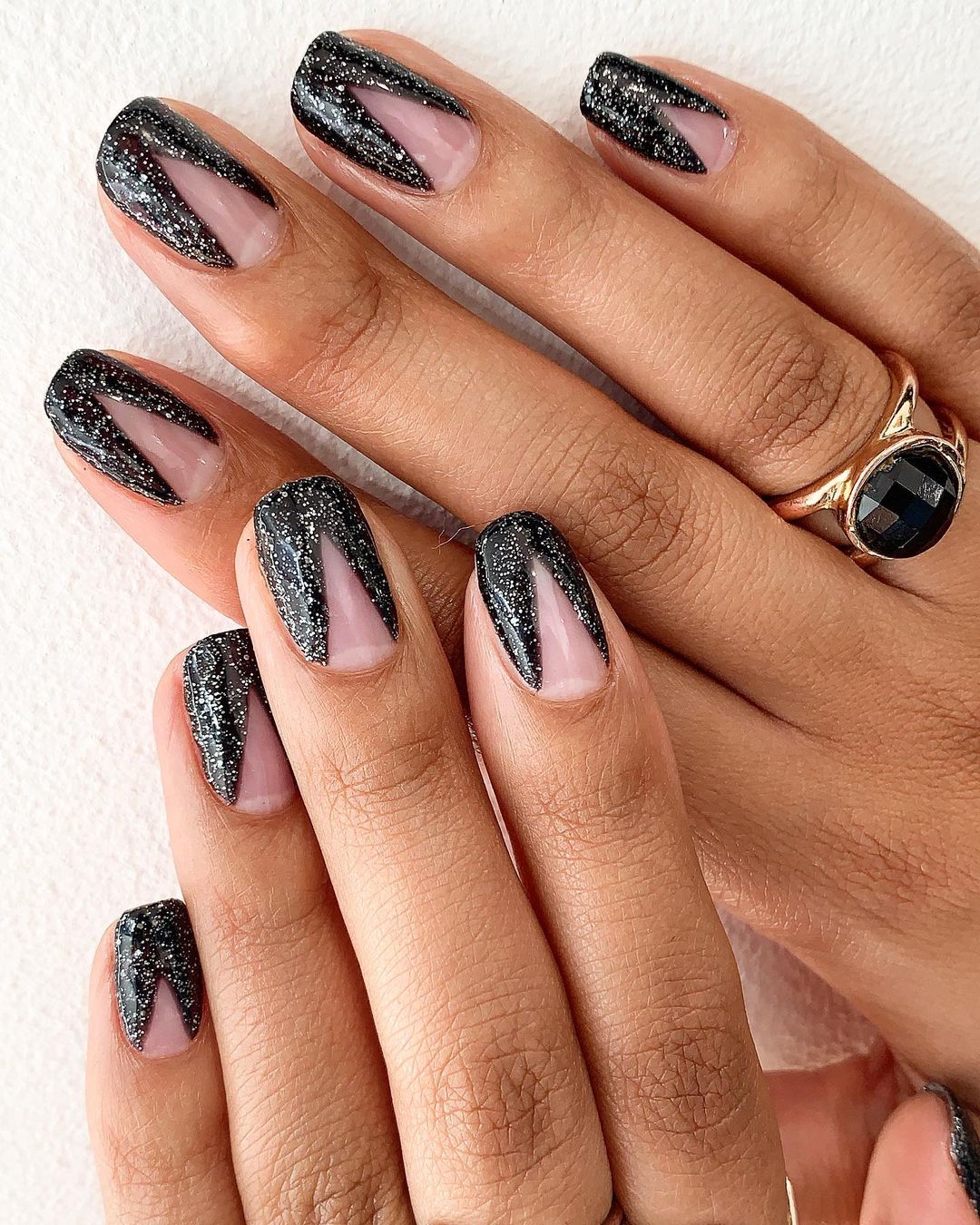 Minimalist Black Halloween Nail Art Design Idea