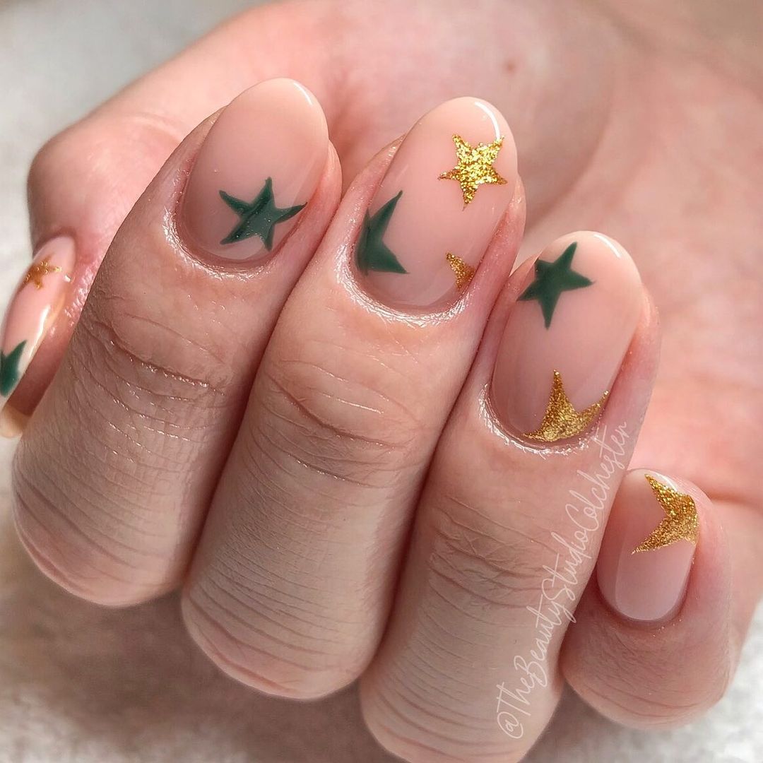 Starry Night Winter Nail Art Idea