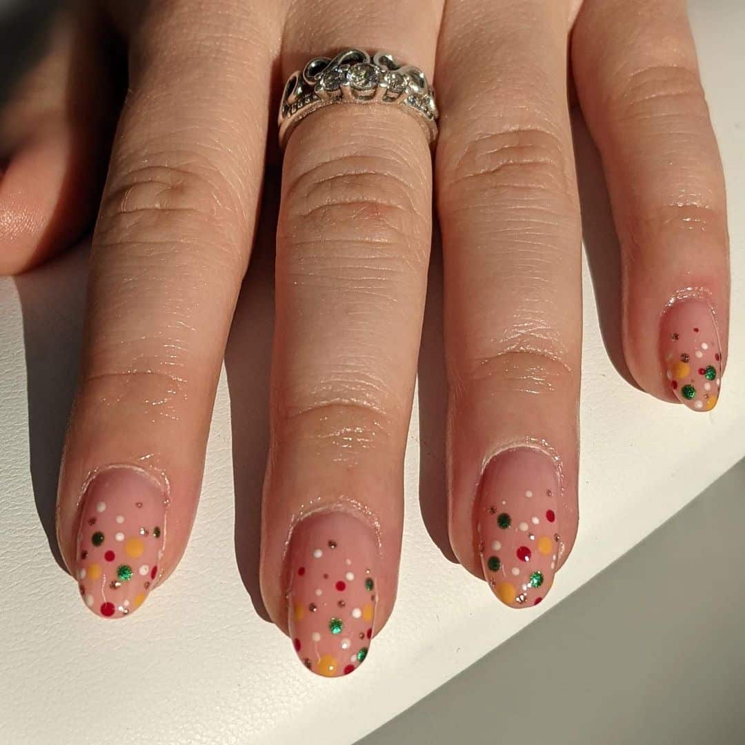 Disco Ball Dots Winter Nail Art Idea