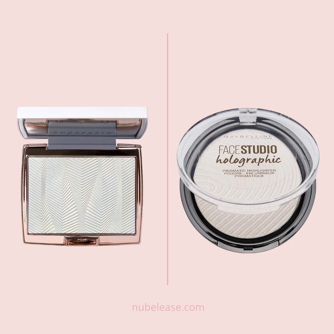 Maybelline New York's Master Prismatic Holographic Highlighting Powder 50 Opal is a dupe for the Anastasia Beverly Hills - Iced Out Highlighter