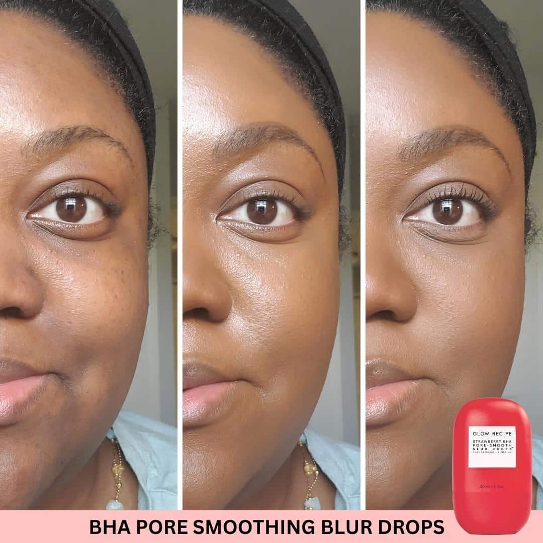 Glow Recipe Strawberry BHA Pore Smoothing Blur Drops Face Swatches