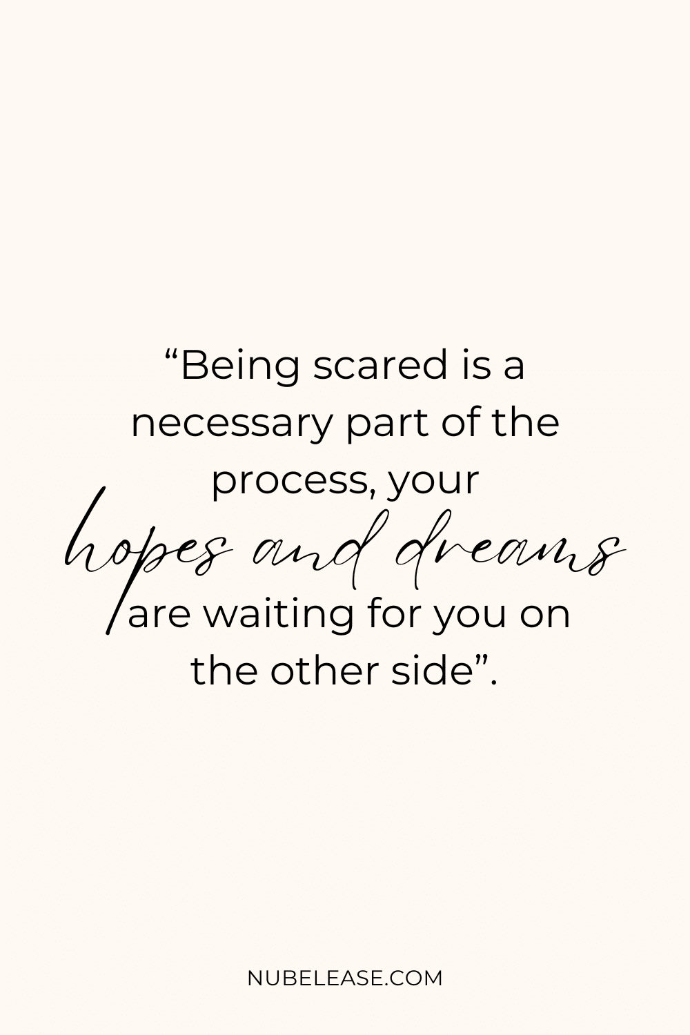 Inspirational Quote - Being scared is a necessary part of the process, your hopes and dreams are waiting for you on the other side. 