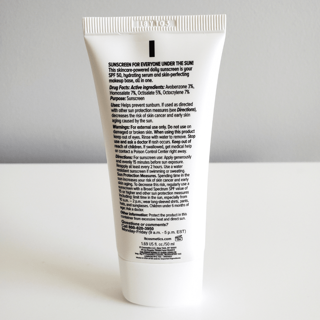 IT Cosmetics Hello Sunshine SPF 50 Chemical Sunscreen Ingredients