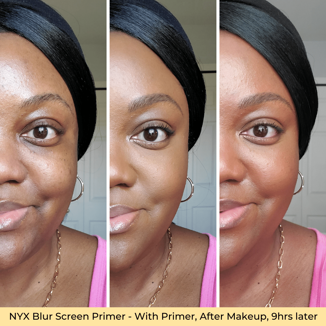 NYX Cosmetics Blur Screen Primer Sunscreen Wear Test Before and After