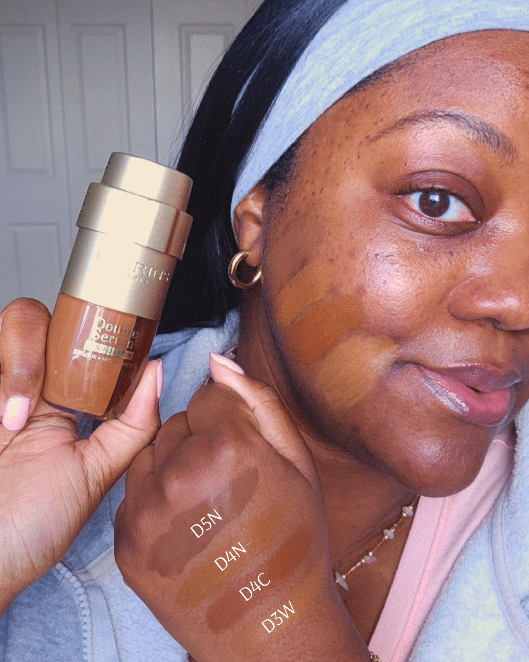Clarins Double Serum Foundation Swatches D3W - D4C - D4N - D5N