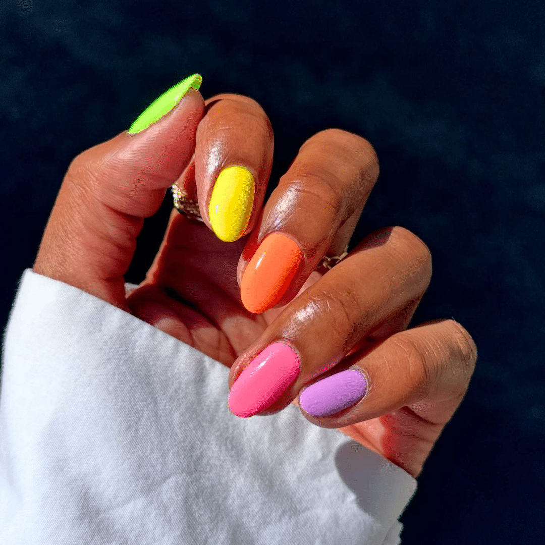 Neon Skittles Dopamine Nails