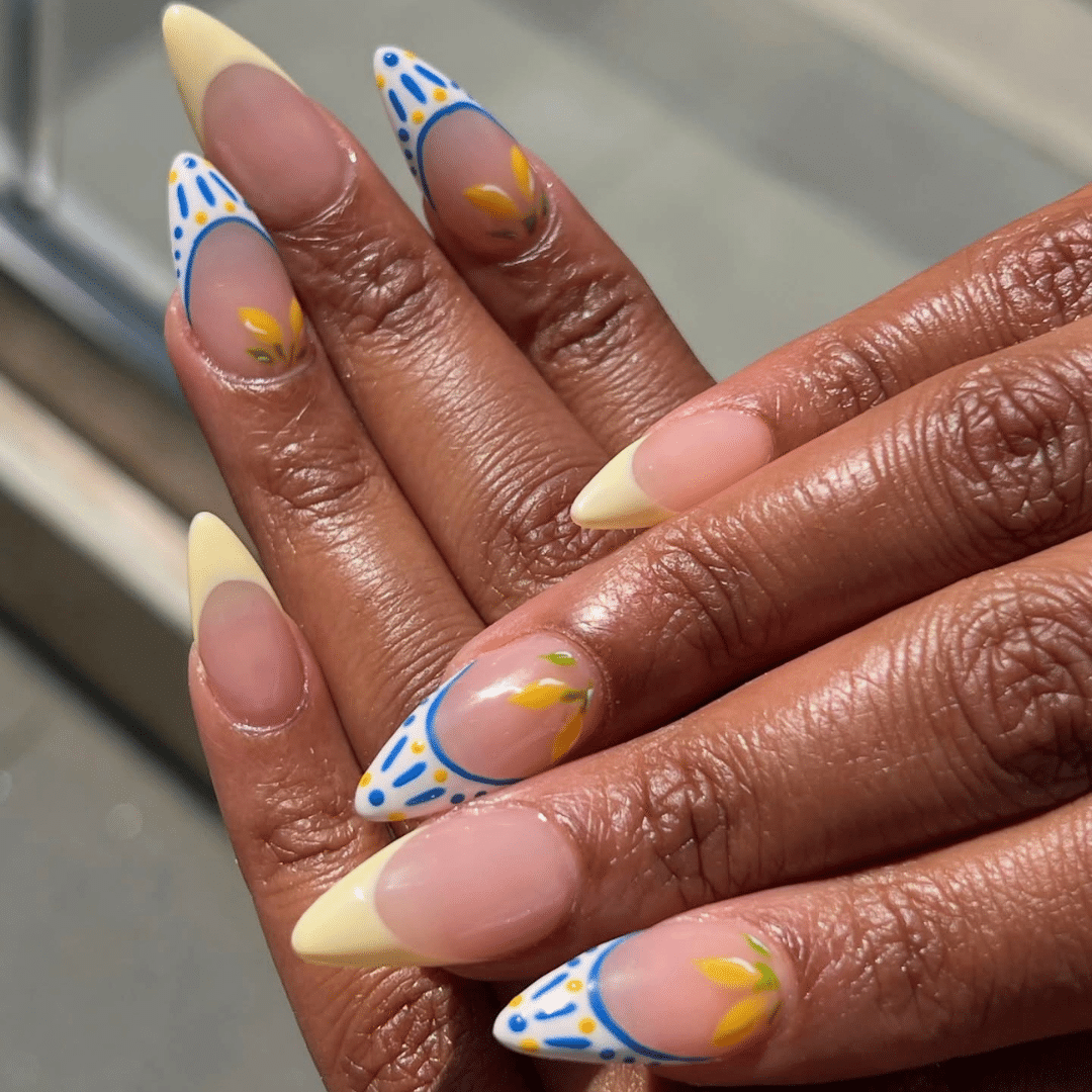 Yellow and Blue Lemon Dopamine Nails