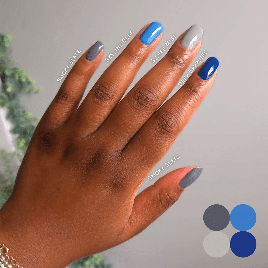 Fall Nails For Dark Skin - Unexpected Blue & Gray Nails